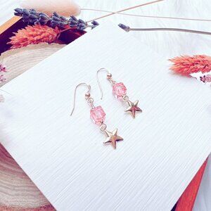 Crystal Cube and Star Charm Earrings | Handmade in BC